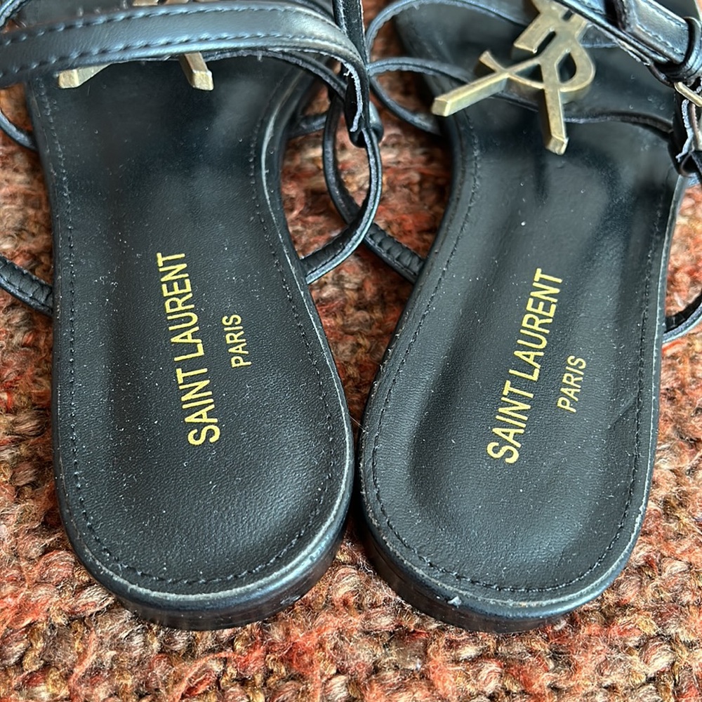 SOLD❤️Authentic Saint Laurent Black Cassandra Sandal - Picture 3 of 11
